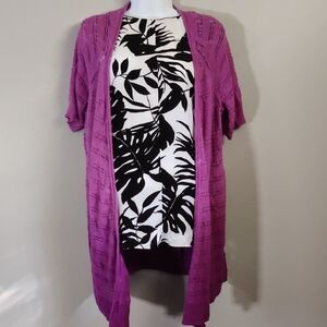 Lane Bryant Pink Short Sleeved Cardigan Size 14